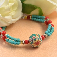 Handmade Ethnic Beaded Bracelet with Turquoise Beads
